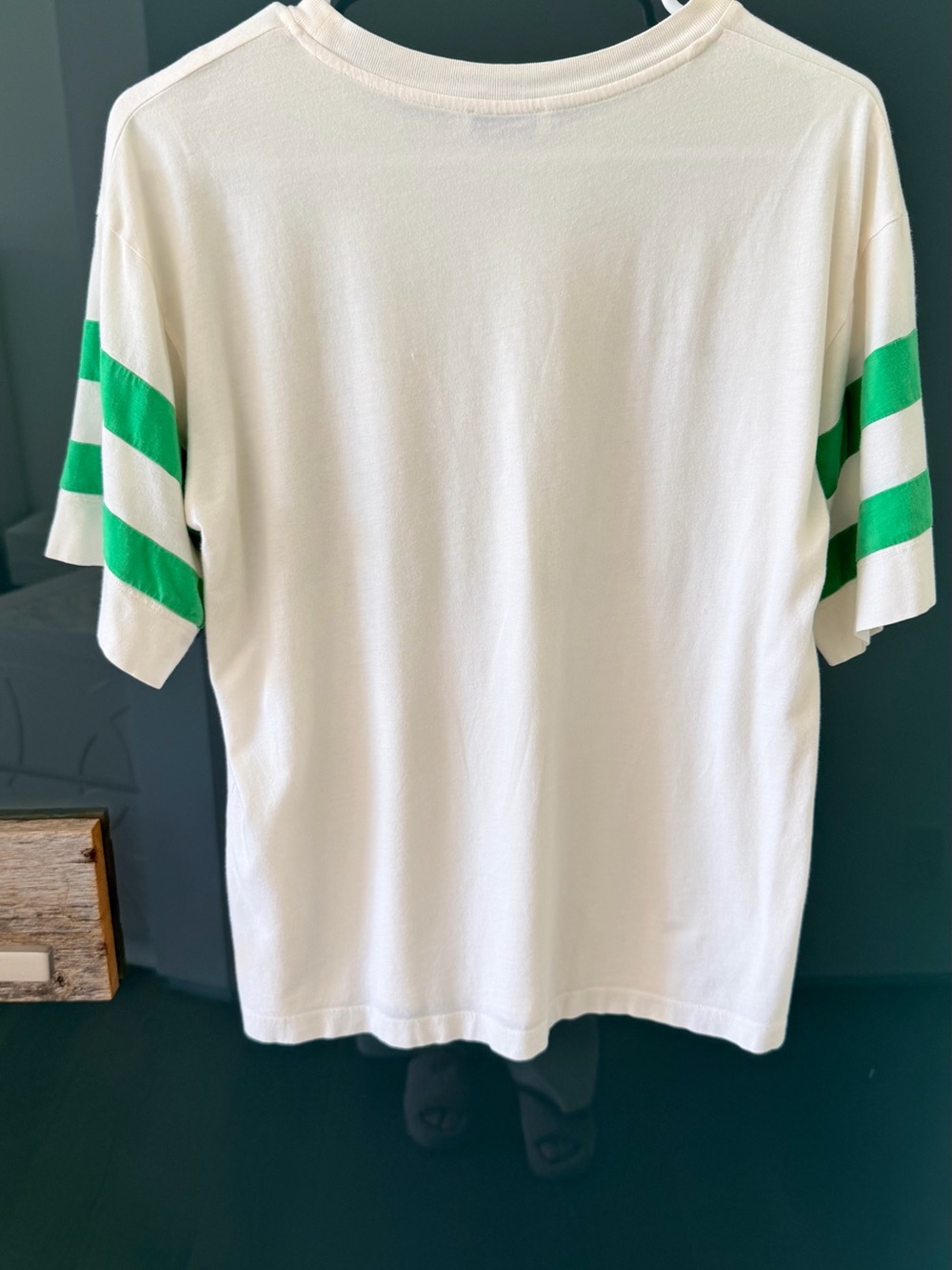 Sandro Cream Short Sleeve Tee with Green & Blue 1984 Graphic - Picture 9 of 15